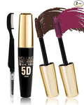 Burgundy Brown Mascara Waterproof, Volume and Length Volumizing Colored Mascara for Eyelashes, Long Lasting Smudge-proof Lengthening Curling Define Eye Lash Tube Máscara with Fiber for Women