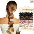 Yanibest 8 Pcs Satin Hair Ties - Hair Scrunchies for Women & Girls, Thin Silk Hair Ties No Damage, Ponytail Holders Gentle on Hair