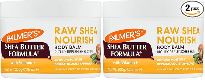 Palmer's Shea Butter Formula Raw African Shea Butter Balm,Nourishing Body Moisturizer for Rough,Dry Skin,7.25 Ounces,(Pack of 2)