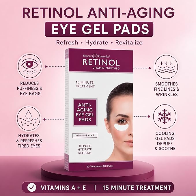 LIVAURA Retinol Anti-Aging Eye Gel Pads – Under Eyes Patches for Dark Circles & Puffiness, Hydrating Collagen Eyes Masks, Cooling Under Eye Gel Patches for Bags, Wrinkles & Fine Lines For Undereye