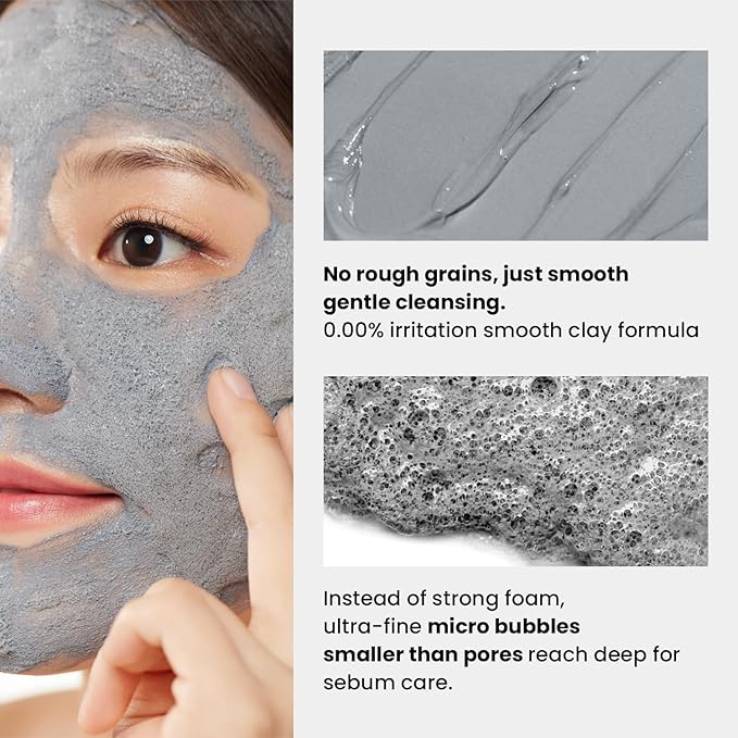 GLAM UP Clean Bubbling Carbonated Clay Mask for Face, Easy-Wash Off Pack, Deep Cleansing, Refreshing Skin Clay Mask, Korean Vegan Skin Care 135ml (4.56 Fl Oz)