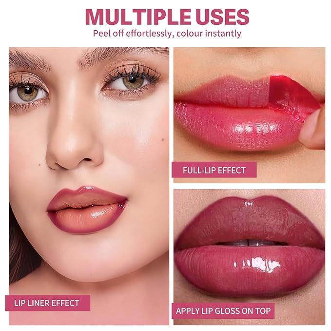4Pcs Peel Off Lip Liner Stain Set - Long-Lasting, Smudge-Proof, Waterproof Nude Matte Lip Tint, Non-Fading Peel Off Lip Color, Effortless Precision & Full Coverage, 24H Color Hold, 4Pcs (1467)