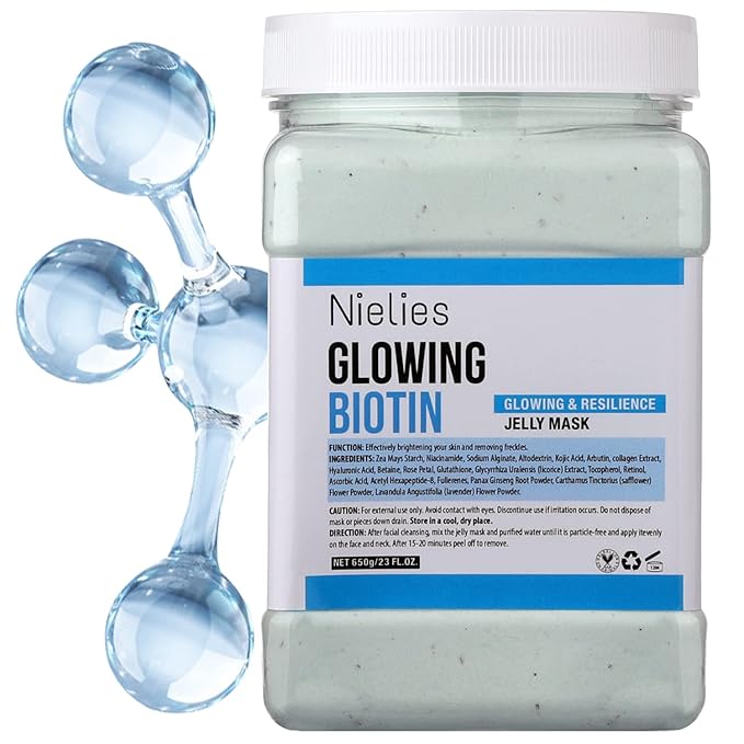 Glowing Biotin Jelly Mask for Facials Professional 23 oz – Hydrating Jelly Face Mask Powder for Esthetician Spa Treatments – Professional Hydrojelly Facial Mask Suitable for All Skin Types