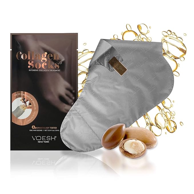 VOESH Collagen Socks For Feet 1 pair- Collagen Foot Mask, Moisturizing foot mask, Pedicure Socks, Pedicure Prep, Hydrating Foot Treatment, Hydrating feet mask