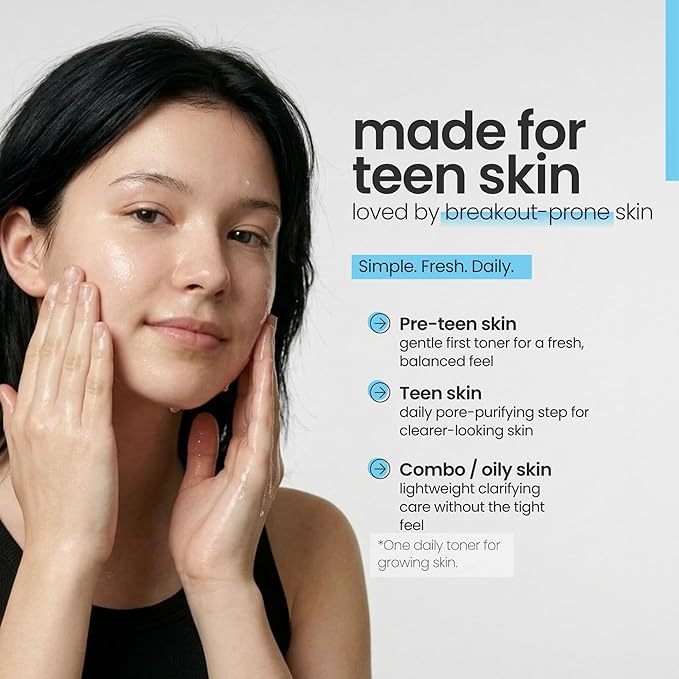 Acne Clarifying Face Toner for Teens by Natural Outcome Skin Care - Salicylic Acid Facial Astringent to Clear Acne & Purify Pores - Fragrance Free, Alcohol Free 6.7 oz