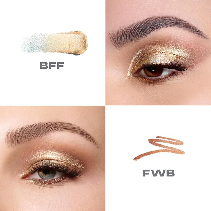 Morphe Mixed Signals Dual-Ended Eyeshadow Stick - Cream Eyeshadow Pigment & Chrome Liquid Flakes for Bold, Layered Eye Makeup Looks - BFF/FWB (0.028 oz)
