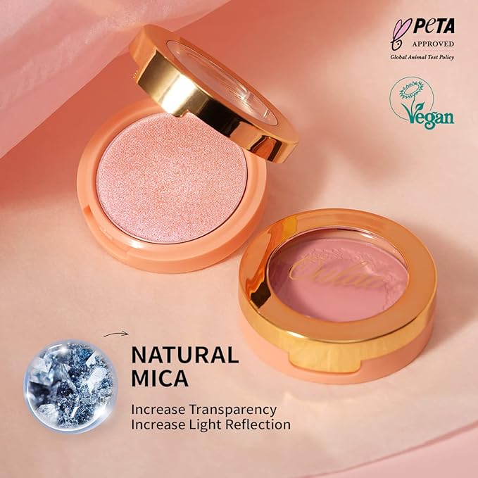 Oulac Peach Blush Makeup Fair Skin| Pigmented Powder Blush Korean Style| Natural Radiant Look| Blendable & Buildable Blush Light Skin| Vegan Cruelty-Free| 4.8g 16 Summer Time