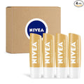 NIVEA Vanilla Buttercream Lip Care, Moisturizing Lip Balm with Shea Butter, Nourishing Oils and Vitamin C & E, 3-in-1 Moisture, Repair and Nourish, 0.17 Oz Stick, Pack of 4