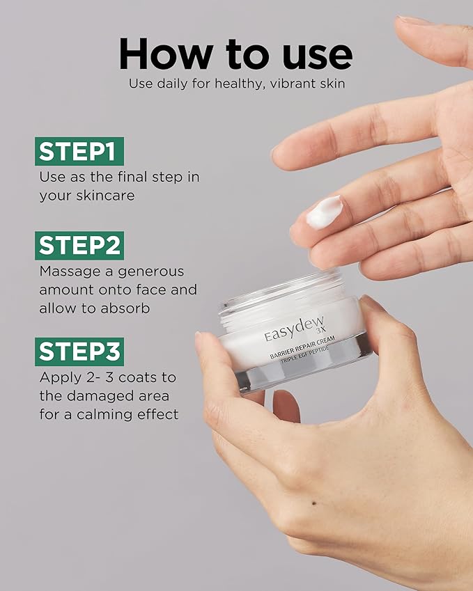 EASYDEW Barrier Repair Cream - Intense Hydration and Skin Barrier Restoration Face Moisturizer for Damaged and Irritated Skin with Cica, Hyluronic Acid, Collagen, 1.01 fl.oz.