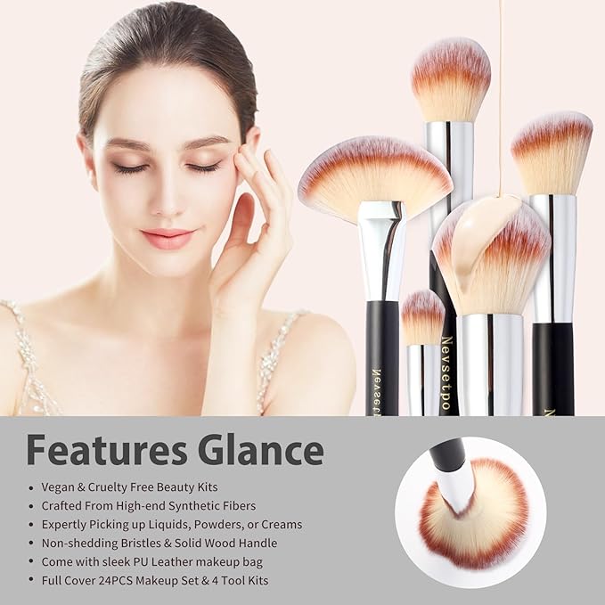 Makeup Brushes, Quality Make Up Brushes 28Pcs Makeup Brushes Set Professional, Beginner Make-up Sets With Case, Soft Brush Kits Sponges Masks Spatula,Travel-Friendly Women Girls Gift Sets