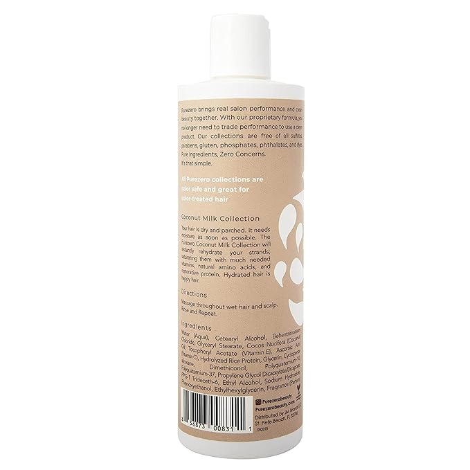 Purezero 20 Oz Value Pack Coconut Milk Shampoo & Conditioner Set, Bulk Pack, Intense Hydration & Increase Shine, Fight Dandruff & Frizz, Zero Sulfates, Parabens, Dyes,100% Vegan & Cruelty-Free