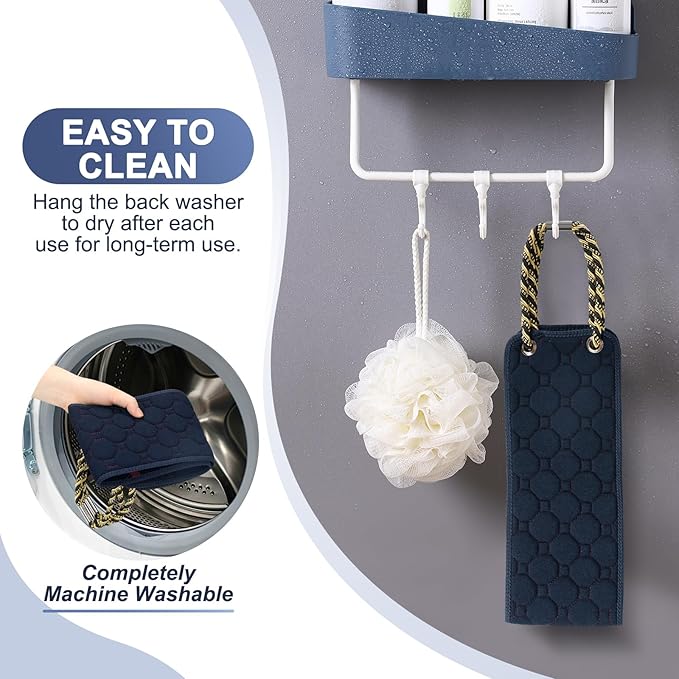 Exfoliating Back Scrubber with Handles, 39 Inch Double-Sided Back Exfoliator Body Scrub Towel, Exfoliating Washcloth Bath Tool for Use in Shower, Back Washer to Deep Clean Your Skin for Men & Women