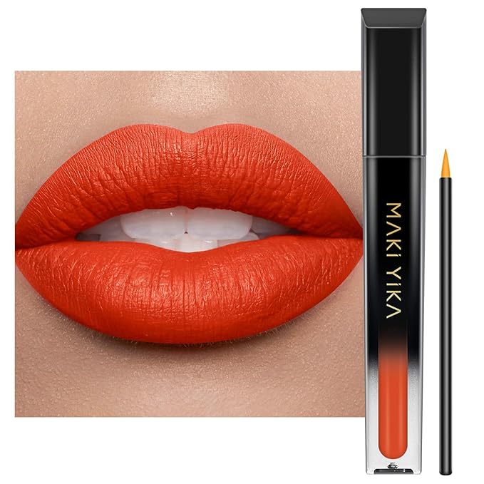 MAKI YIKA Orange Lipstick for Women Color Stay Long Lasting Lipsticks No Smudge Matte Liquid Lipstick Transferproof Cruelty-Free Lip Color for Mother's Day, Orange