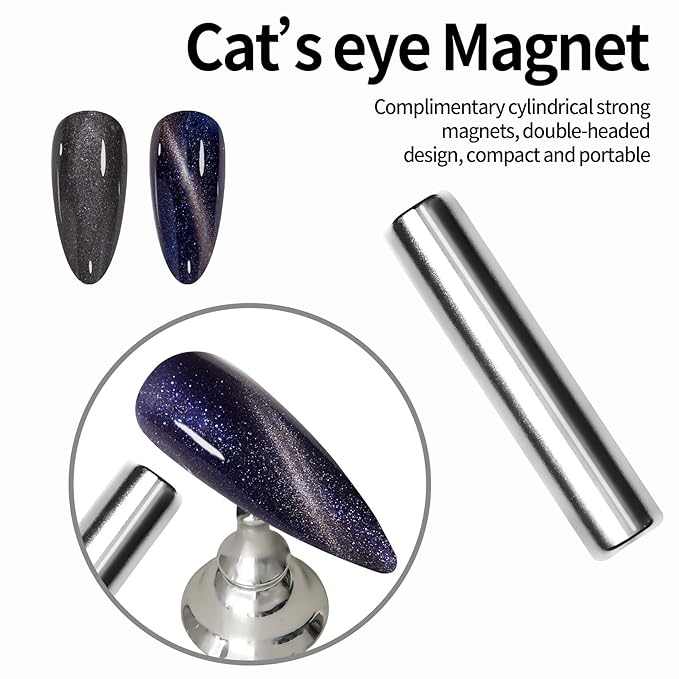 MAYCHAO 15ML Galaxy Cat Eye Gel Nail Polish 1Pc Dark Blue Shimmer Gel Polish with Magnet Soak off Holographic Magnetic Nail Polish for Nail Art Manicure Salon DIY at Home, 0.5 OZ