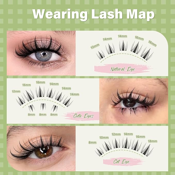 KEYYOU Fairy Lash Clusters 96Pcs D Curl Manga Lash Extension Eyelash Extension Wispy Natural Invisible Band Lash with Waterproof DIY Lash Extension at Home(Fairy-D-10MM)