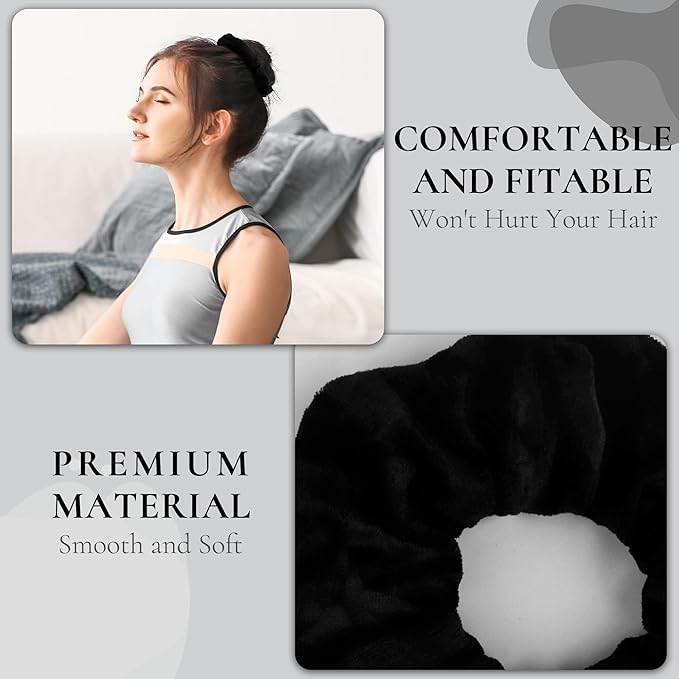 12 Pcs Scrunchies for Women, Premium Velvet Soft Scrunchies, Black Elastic Hair Bands, Bulk Hair Ties for Girls and Suitable for Various Occasions(Classic Black)