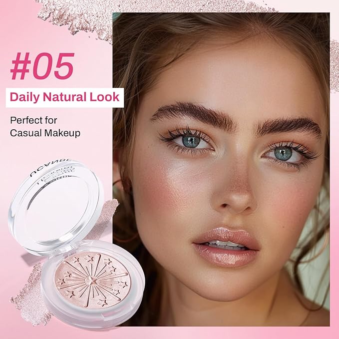 UCANBE Baked Blush for Cheek, Glow Blushing Palette - Seamless Silky Blendable Powder Blush Makeup Palette, Delivering Long Last Natural Ruddy Complexion, 05 Champagne