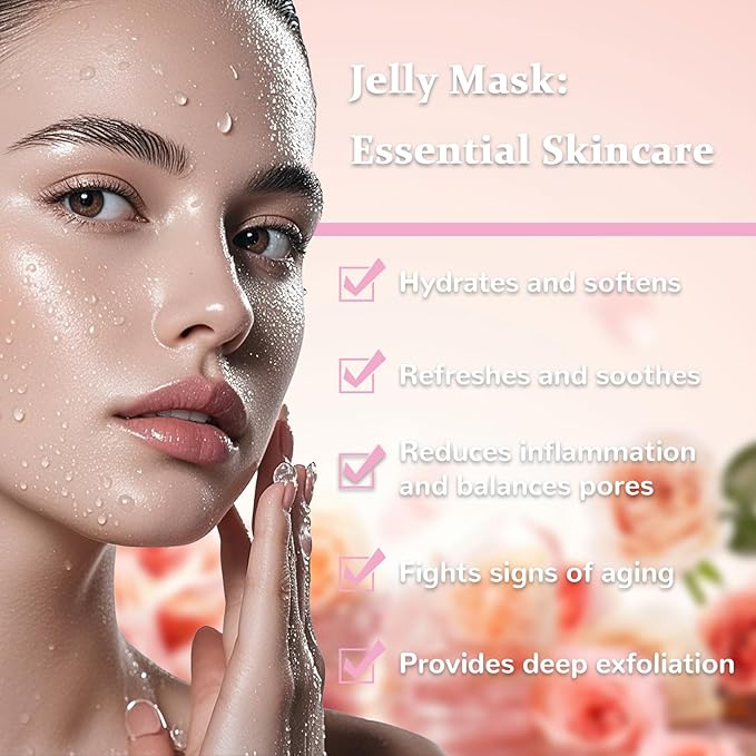 Collagen Jelly Mask – Jelly Mask for Facials & Vajacial, Mascarilla Hidroplástica Facial,Esthetician Supplies for All Skin Types (Rose)