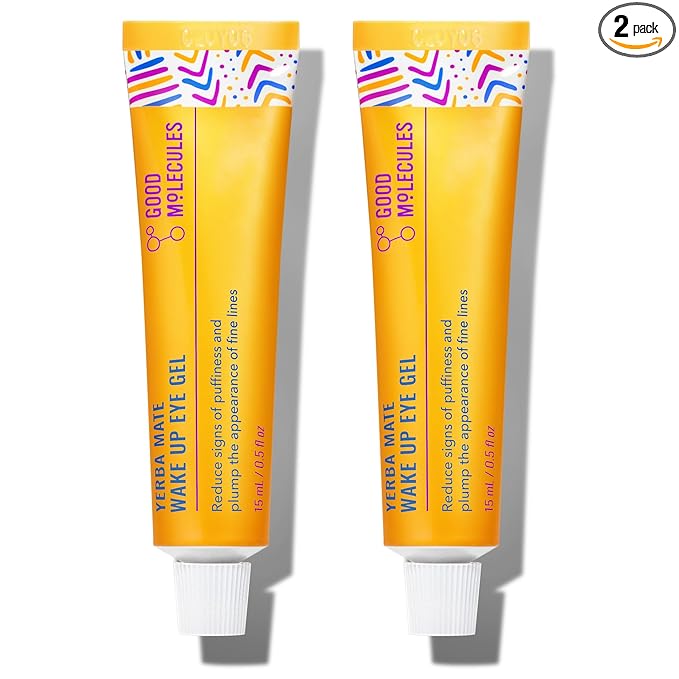 Good Molecules Yerba Mate Wake Up Eye Gel Pack 2 – 15 ml Each | Hydrating Under Eye Gel with Hyaluronic Acid & Caffeine for Dark Circles and Puffiness