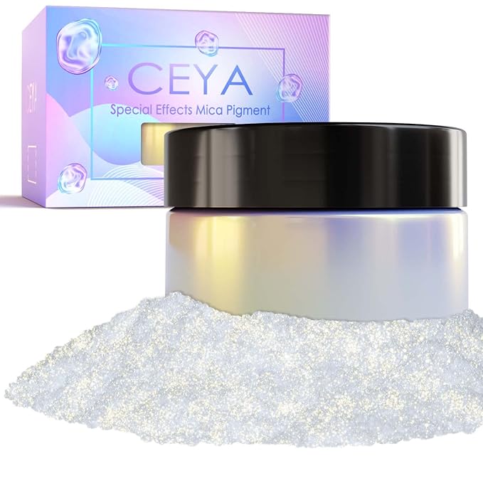 Ceya Interference Gold Mica Powder, 1.8oz/ 50g Ghost Gold Chrome Nail Powder, Cosmetic Grade Pearlescent Color Shift Pigment for Epoxy Resin,Car Spray Paint,Soap Candle Dye,Slime,Paint,Lip Gloss