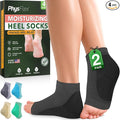 Moisturizing Heel Socks for Cracked Heels - Gel Socks for Dry Cracked Feet Repair - Silicone Socks for Women’s Foot Treatment & Overnight Hydration (Black, 2-Pair)