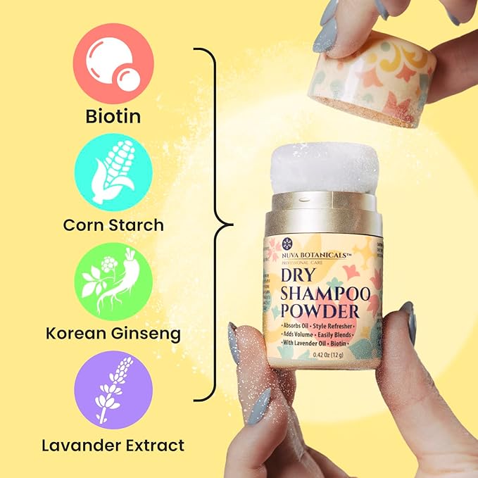 Dry Shampoo Powder with Biotin (0.42 oz) and Bonding Shampoo & Conditioner Set (6.8 Fl oz each) - Strengthening Formula to Restore Damaged Hair, Hydrate Ends and Refresh Roots Between Washes