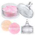 3 Pieces Large Body Powder Puff and Container, 3.54 Inch Women Powder Puff with Crystal Case for Dusting Powder, Pink and Beige