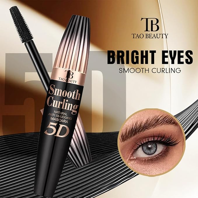 5D Fiber Mascara for Lengthening & Volumizing, Waterproof Smudge-Proof Mascara Buildable for Dramatic False Lash Effect, Clump-Free & Flake-Free