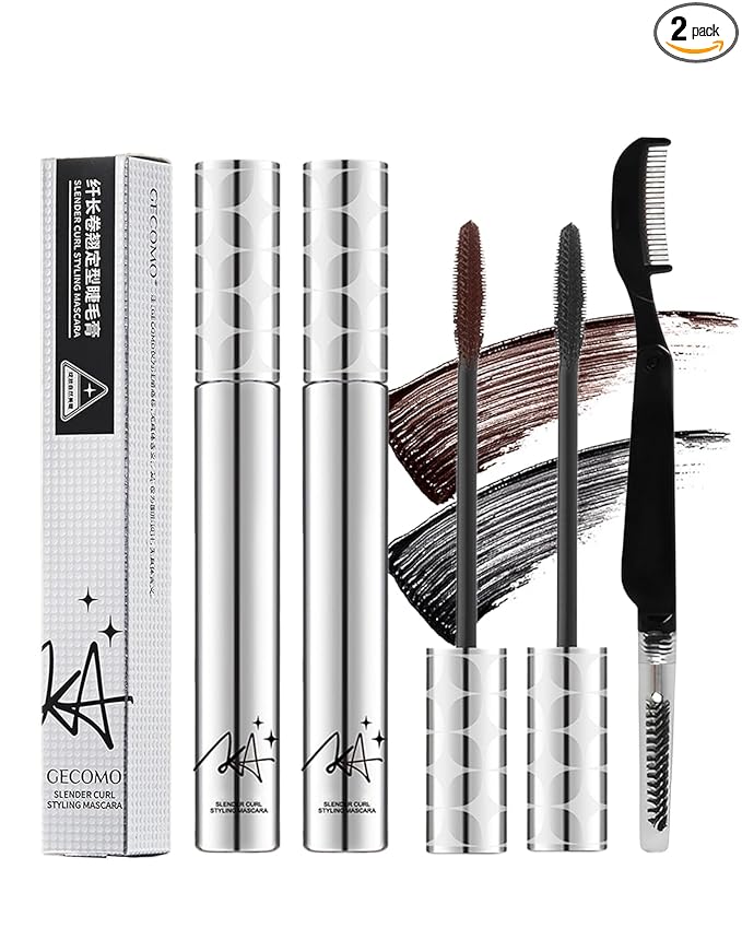 Mascara for Older Women 60 Plus,Black Brown Prime Waterproof Length and Volume Lash Mascara for Seniors,Hypoallergenic Volumizing Máscara with Thinning Lashes,Long Lasting No Clumps for Sensitive Eyes