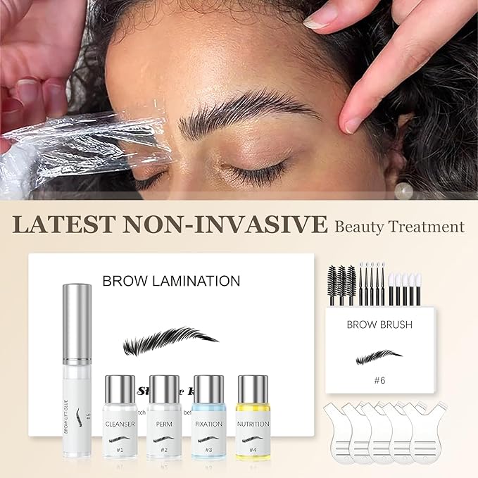 Brow Lamination Kit, KERATIN Eyebrow Lamination Kit Professional DIY Brow Lift Styling Kit For Fluffy Thicker Eyebrows, Instant Quick Perm For Brows Growth 8-weeks for Salon,Home Use