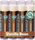 Earth's Daughter SPF Lip Balm 4-Pack - Lip Sunscreen, SPF 15, Organic Ingredients, Vanilla Flavor, Beeswax, Coconut Oil, Vitamin E - Hypoallergenic, Paraben Free, Gluten Free