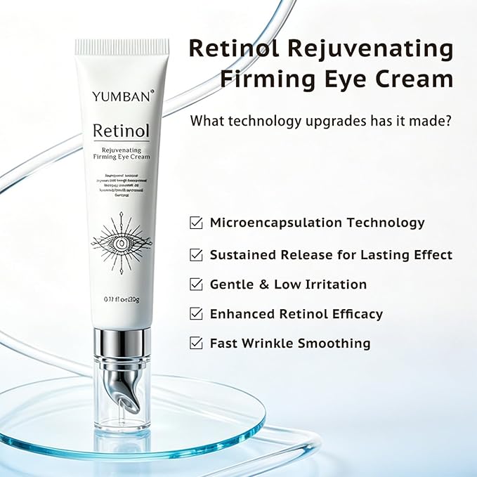 Retinol Eye Cream with Caffeine for Dark Circles and Puffiness, Anti-Aging Under Eye Cream for Wrinkles & Fine Lines, Fast-Absorbing Firming Eye Serum for Sensitive Skin, 0.7 Fl Oz