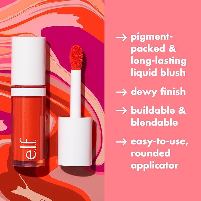 e.l.f. Camo Liquid Blush, Long-lasting Liquid Blush For High-pigment Color, Creates A Soft, Dewy Finish, Vegan & Cruelty-free, Pinky Promise