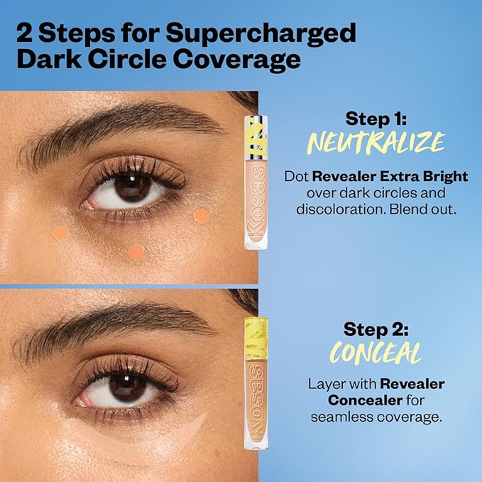 Kosas Revealer Extra Bright Color Corrector – Full Coverage Under Eye Corrector for Dark Circles, Fantasy