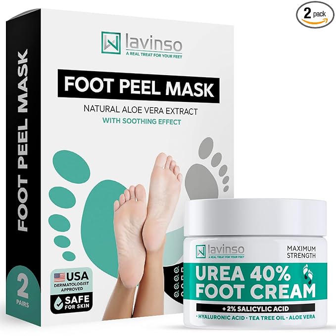Peeling Foot Mask that Remove Dead Skin and 40% Urea Cream with Maximum Strength Moisturizing