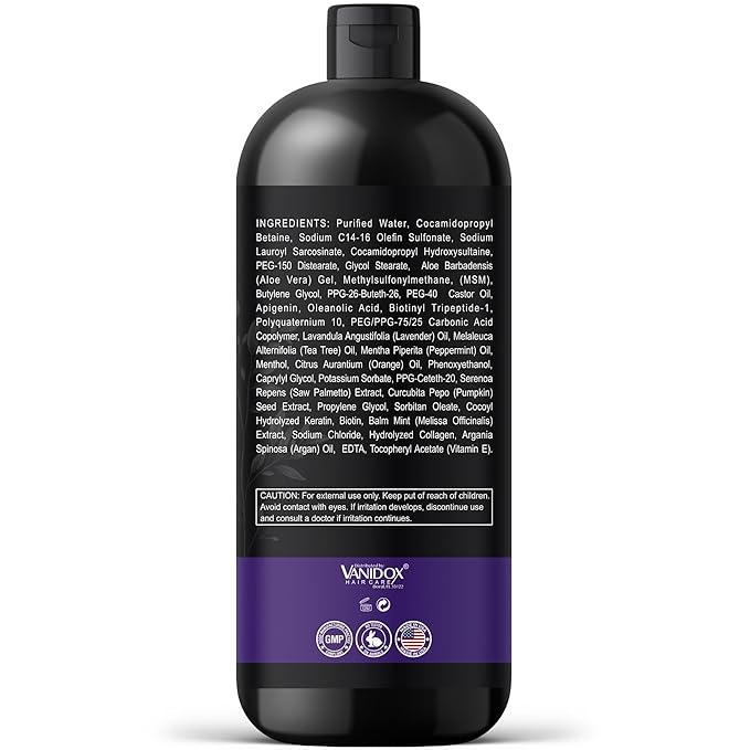VANIDOX Tea Tree Oil Shampoo with Lavender & Mint | DHT Blocker Blend | Gently Cleanses Scalp, Helps Remove Buildup & Flakes | For Men & Women | Made in USA | 16 fl oz