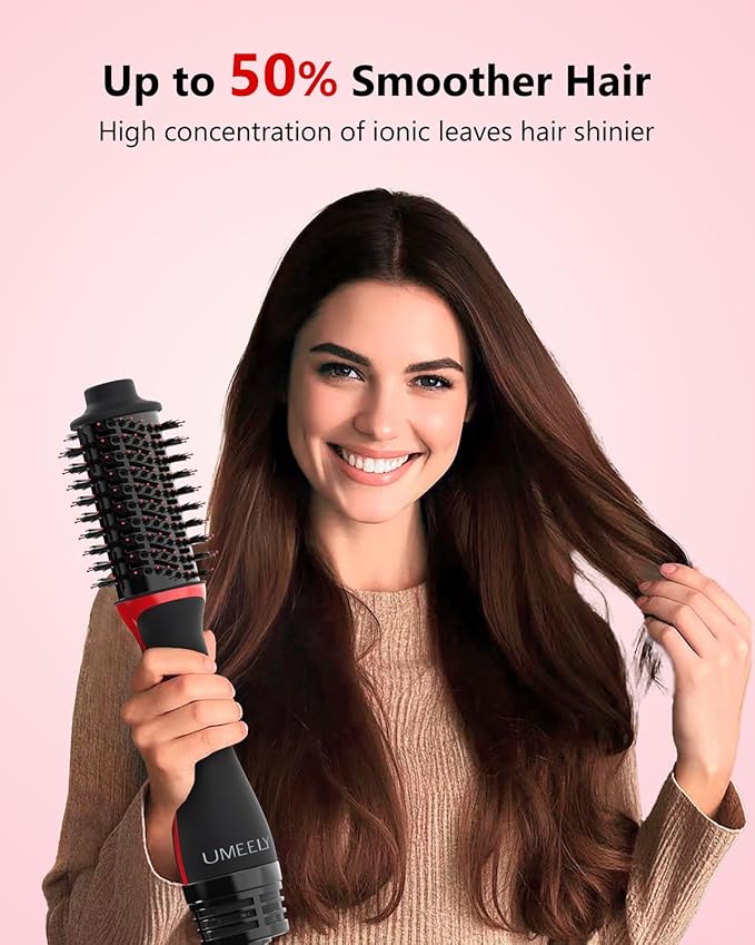 Umeely Plus 2.0 Hair Dryer Brush Blow Dryer Brush in One, 2'' Oval Brush Head Hot Air Brush Styler & Volumizer with Ionic Technology, NTC Smart Temp Control for Smooth, Frizz-Free, Shiny Hair
