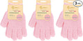 Evridwear Exfoliating Gloves for Shower, 100% Nylon Thick Soft Medium Heavy Bathing Gloves Dead Skin Remover Body Scrubber Smooth Skin with Hang Loop (Pink Moderate Exfoliation- 3 Pairs)