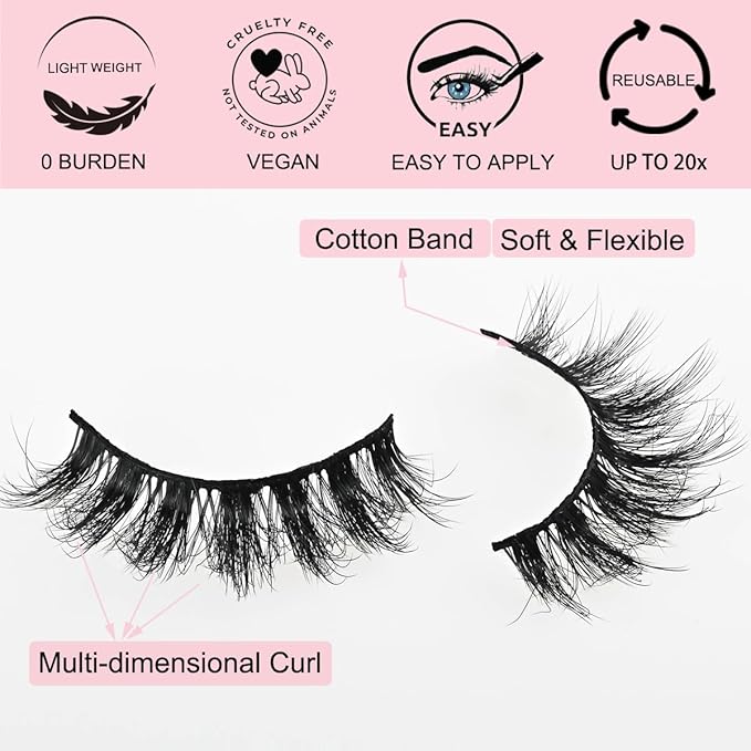 APCYUST Lashes Mink Bulk 30 Pair Wholesale Lashes 5D Fluffy Eyelashes Wholesale Faux Mink Eyelashes Natural Medium Length Fake Lash with Portable Pack (Spiky 30 Pairs)