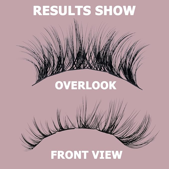 QUEWEL Lash Clusters 72 Pcs Wide Stem Individual Lashes C/D Curl 8-16mm Length DIY Lash Extension Soft False Eyelashes Wispy Cluster Lashes Easy to Create Natural Look At Home(Fluffy02-C-10mm)