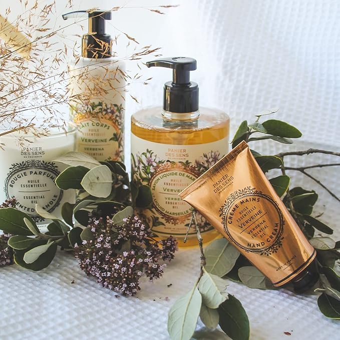 Panier des Sens - Small Hand Cream for Dry Cracked Hands - Lemon Verbena Mini Hand Lotion for Dry Skin - With Shea Butter and Olive Oil - Hand Care 97% Natural Ingredients - Travel Size 1 floz