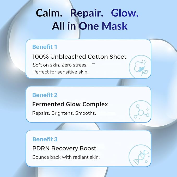 SB-4 PDRN Revitalizing Sheet Mask (5 Sheets) – Unbleached Pure Cotton Mask for Barrier Repair, Long-Lasting Hydration, Acne & Redness Relief, and a Plump, Calm, Balanced Complexion