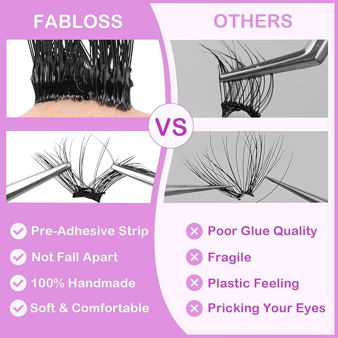 Self Adhesive Eyelashes 80Pcs Self Adhesive Lash Clusters Press On Lashes No Glue Needed Pre-Glued Glueless Lashes Clusters No Remover No Residue with Tweezers（Thick-Volume）