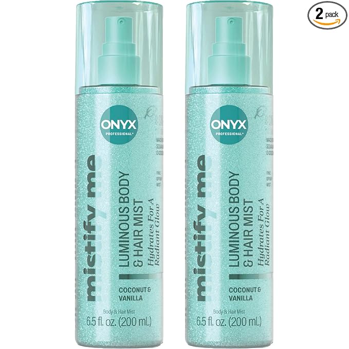 Onyx Professional Hydrating Shimmer Mist with Squalane & Coconut Oil, Coconut Bliss, 6.5 fl oz, 2pk - Shimmer Hair and Body Mist Creates a Radiant Glow with Lightweight Moisture