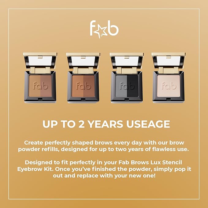 Lux Eyebrow Kit Refill Powder - Soft and Natural Eyebrow Definition for Slate/Black Brows On-The-Go