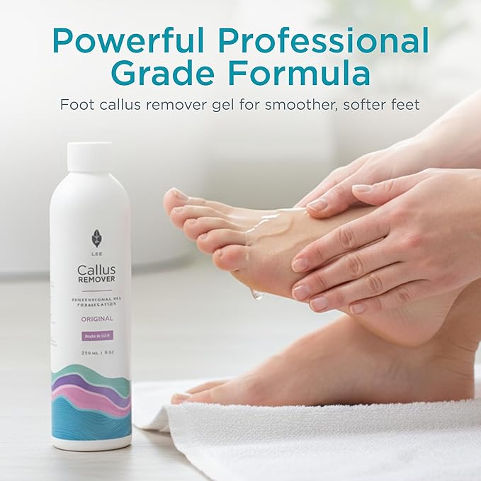 Lee Beauty 8oz Professional Gel Callus Remover for Feet - Original Fast-Acting Formula, Extra Strength for Cracked Heels & Dead Skin (Pack of 1)