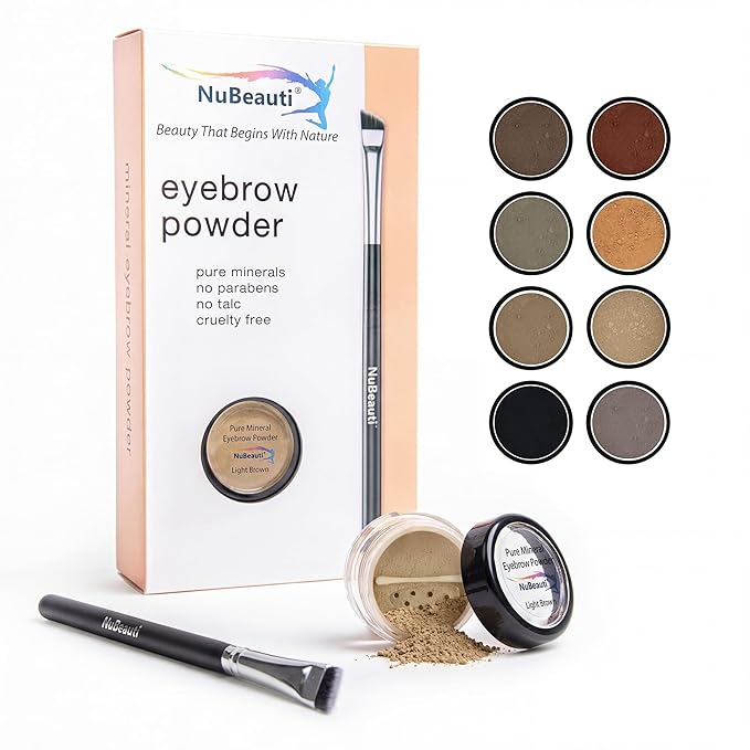 Natural Eyebrow Powder Kit Mica Brow Powder Makeup Kit with Professional Angled Brush 10 Natural Shades No Parabens or Chemicals Eyebrow Shaper Kit
