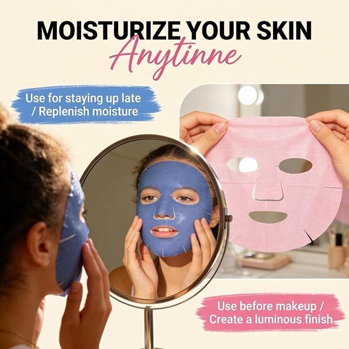 Collagen Face Masks Skincare for Women,Hydrating Sheet Face Masks Set for Sensitive Skin,Spa Facial Masks for Women Skin Care, Party Birthday Gifts for Women Teen Girls Kids(7 Masks)