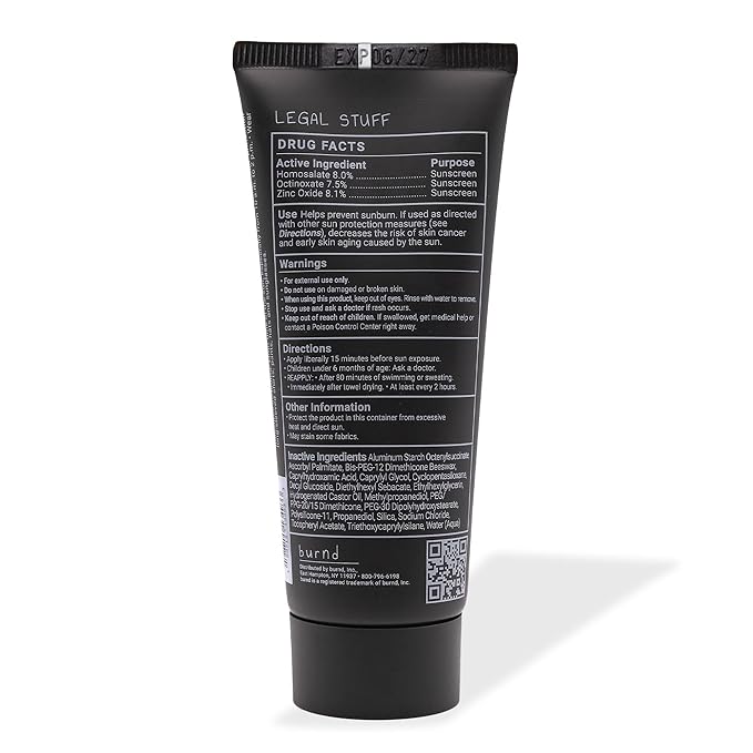burnd. SPF 41 Broad Spectrum Sunscreen Lotion, Invisible Zinc Oxide Sunscreen, Water Resistant 80 Min, Fragrance Free, Dermatologist & Pediatrician Formulated, Face & Body Sunblock, 3.4 fl oz