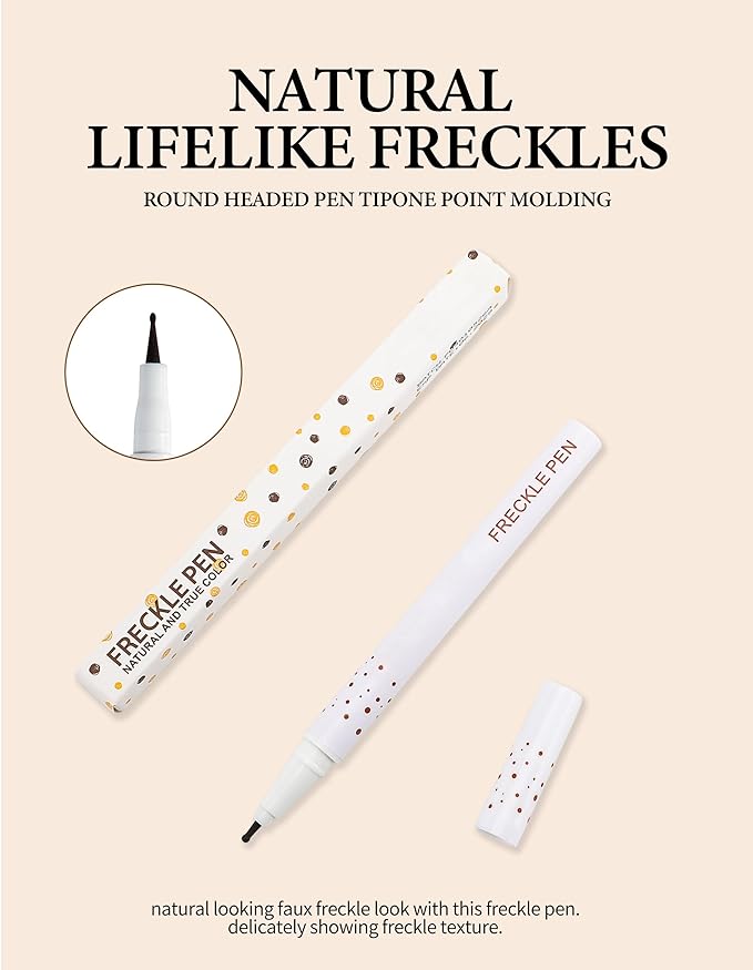 Erinde 2PCS Liquid Freckle Pen Waterproof, Natural Lifelike Fake Face Freckles Makeup, Long Lasting Quick Dry Faux Freckle Stamp Soft Dot Sopt Freck Pen, 03 Dark & 04 Espresso